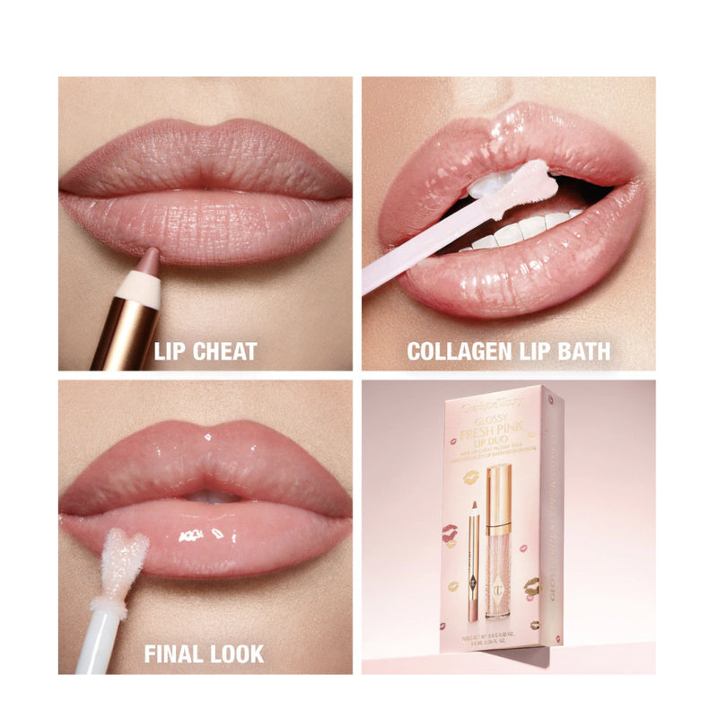 Kit Mini Glossy Fresh Pink Lip Gloss + Lip Liner Charlotte Tilbury