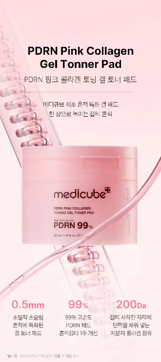 PDRN Pink Collagen Toning Gel Toner 70 Pads medicube - 120ml