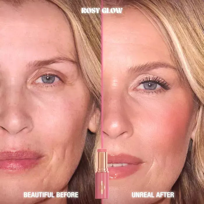 Unreal Lip + Cheek Glow Blush Stick Charlotte Tilbury Cor: Rosy Glow