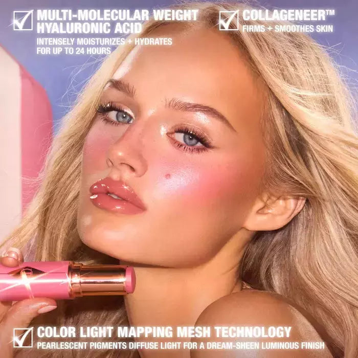 Unreal Lip + Cheek Glow Blush Stick Charlotte Tilbury Cor: Rosy Glow