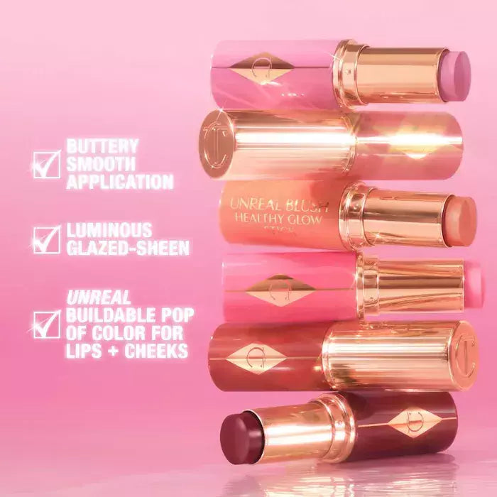 Unreal Lip + Cheek Glow Blush Stick Charlotte Tilbury Cor: Pretty Glow
