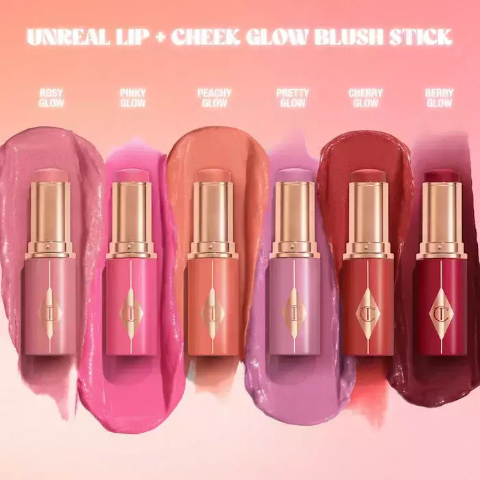 Unreal Lip + Cheek Glow Blush Stick Charlotte Tilbury Cor: Rosy Glow