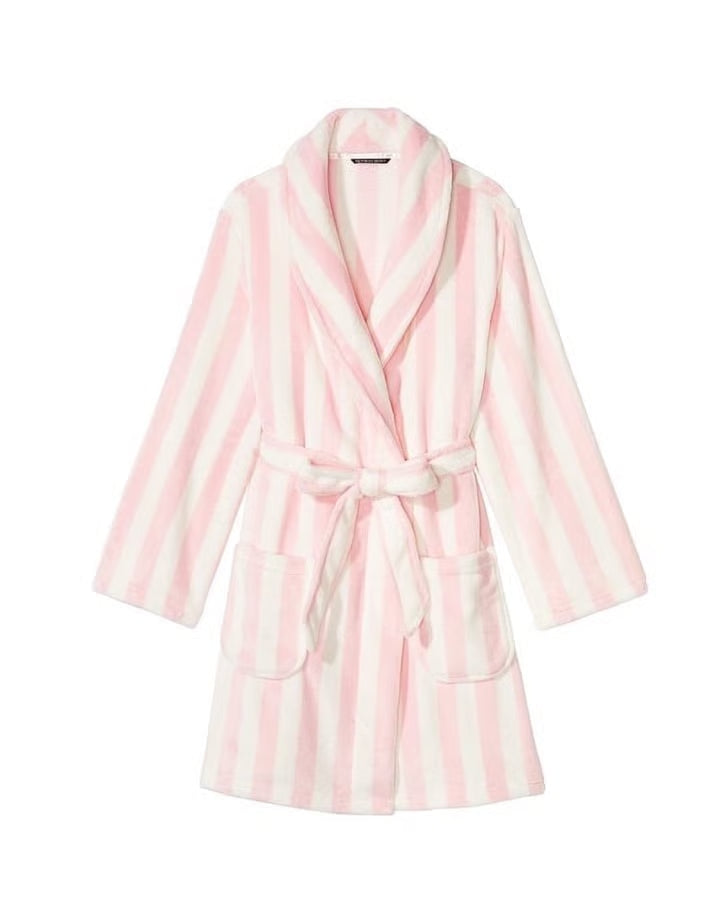 Victoria's Secret Roupão Short Cozy Robe Pink Stripes