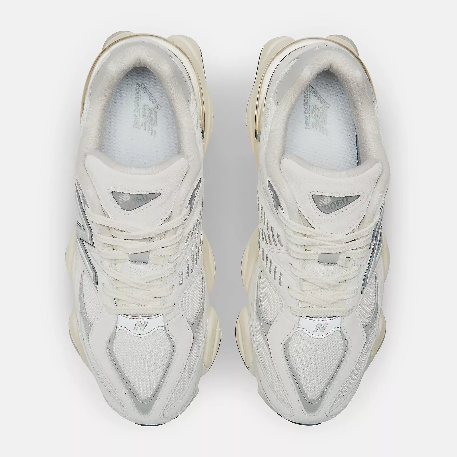 New Balance 9060 Sea Salt and Silver Metallic